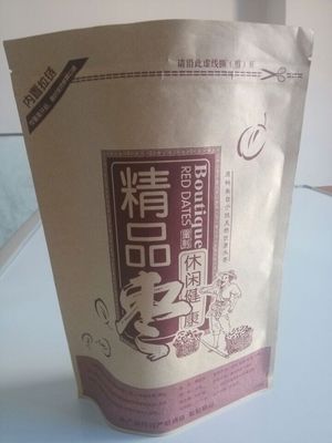 Бумага kraft качества еды стоит вверх мешок, красные даты упаковывая мешок Doypack