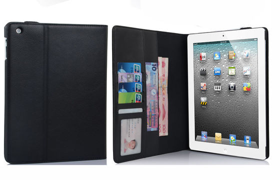 Случай кожи ПК таблетки ipad2/ipad3/ipad4 типа бумажника с 7 карточками/шлицами денег